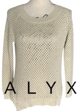 ALYX Gold Metallic Open-Knit Scoop Neck Hi-Lo Sweater (M)